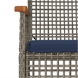 vidaXL 3 Piece Bistro Set with Cushions Gray Poly Rattan Acacia Wood