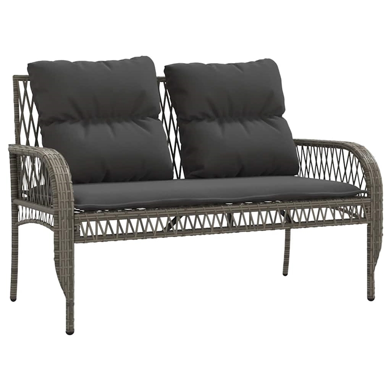vidaXL 4 Piece Patio Sofa Set with Cushions Gray Poly Rattan