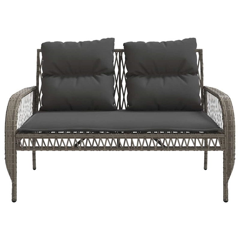 vidaXL 4 Piece Patio Sofa Set with Cushions Gray Poly Rattan