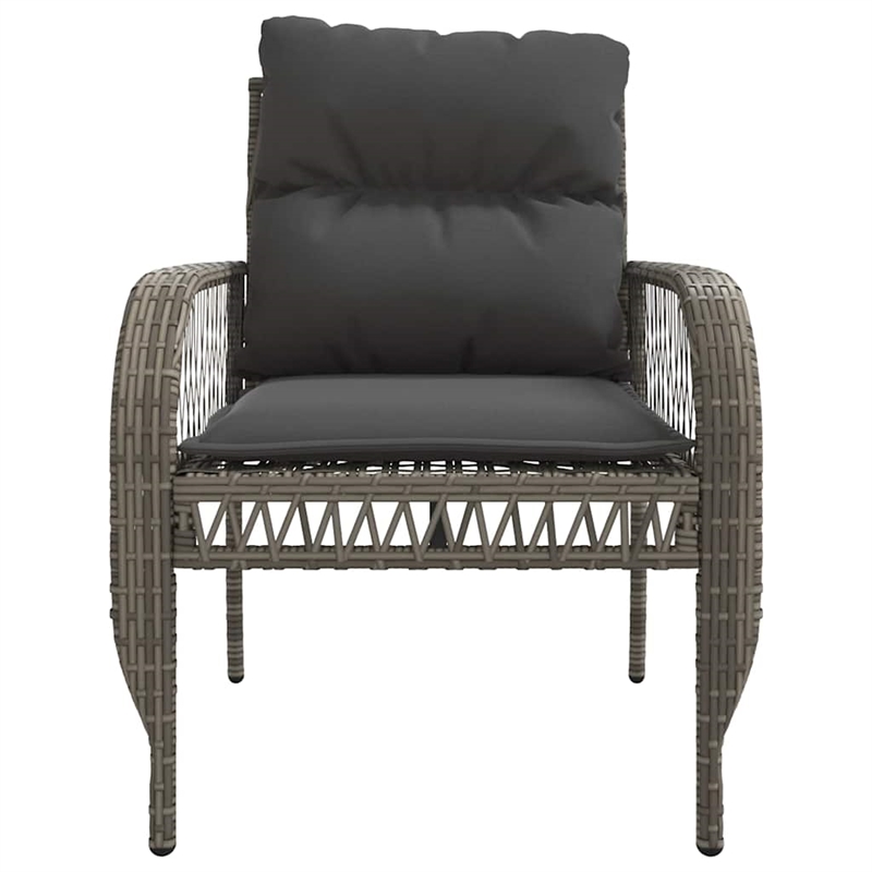 vidaXL 4 Piece Patio Sofa Set with Cushions Gray Poly Rattan