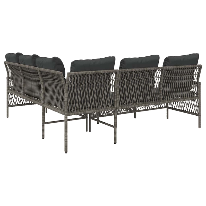vidaXL 2 Piece Patio Sofa Set with Cushions Gray Poly Rattan