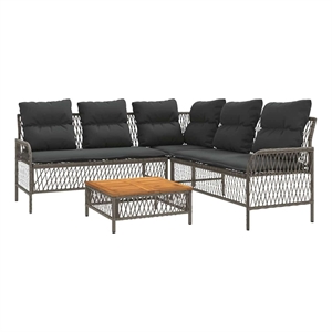vidaXL 2 Piece Patio Sofa Set with Cushions Gray Poly Rattan