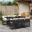 vidaXL Garden Dining Set Black/Cream White Poly Rattan Medium Foldable