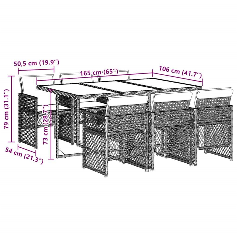 vidaXL Garden Dining Set Black/Cream White Poly Rattan Medium Foldable