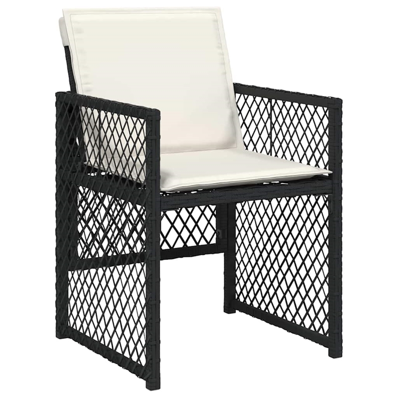 vidaXL Garden Dining Set Black/Cream White Poly Rattan Medium Foldable