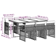 vidaXL Garden Dining Set Black/Cream White Poly Rattan Medium Foldable