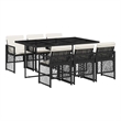 vidaXL Garden Dining Set Black/Cream White Poly Rattan Medium Foldable