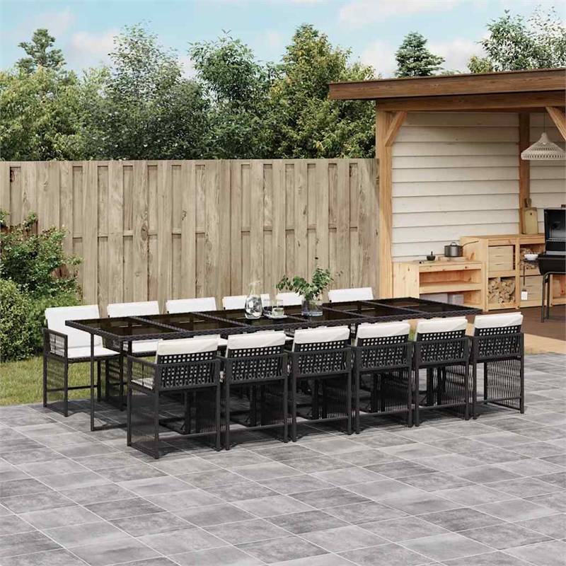 vidaXL Garden Dining Set Black/Cream White