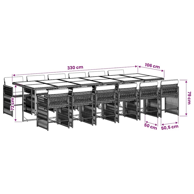 vidaXL Garden Dining Set Black/Cream White