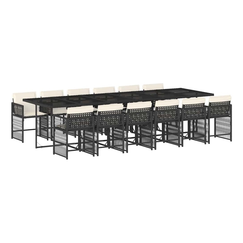 vidaXL Garden Dining Set Black/Cream White