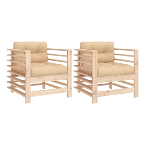 vidaXL Patio Chairs with Cushions 2 pcs Solid Wood Pine