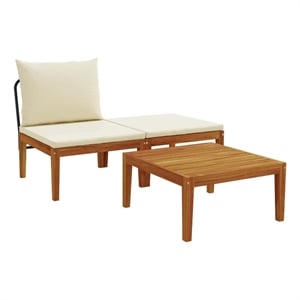 vidaXL 3 pcs Garden Lounge Set with Cushions Solid Acacia Wood & Rope