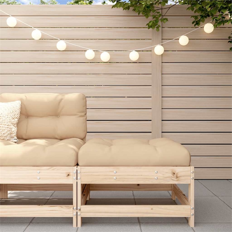 vidaXL Patio Footstool with Cushion Solid Wood Pine