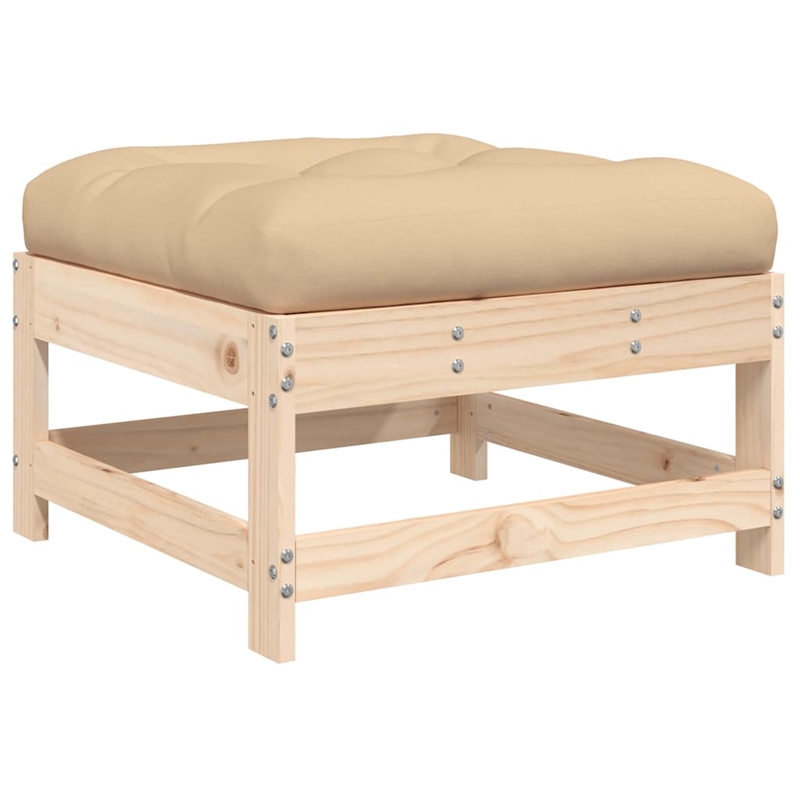 vidaXL Patio Footstool with Cushion Solid Wood Pine