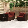 vidaXL 3 Piece Patio Lounge Set with Cushions Brown Poly Rattan