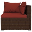 vidaXL 3 Piece Patio Lounge Set with Cushions Brown Poly Rattan