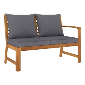 vidaXL Patio Bench 45.1&quot with Dark Gray Cushion Solid Acacia Wood