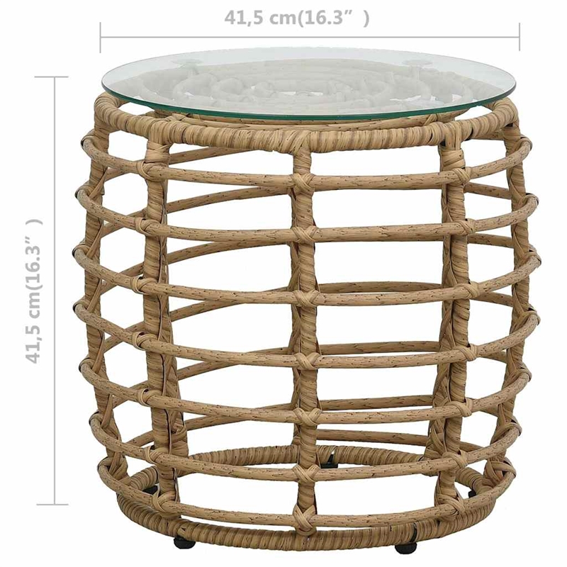 vidaXL 3 Piece Bistro Set Poly Rattan Oak