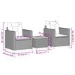 vidaXL 3 Piece Bistro Set with Cushions Gray Poly Rattan Acacia Wood