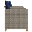 vidaXL 3 Piece Bistro Set with Cushions Gray Poly Rattan Acacia Wood