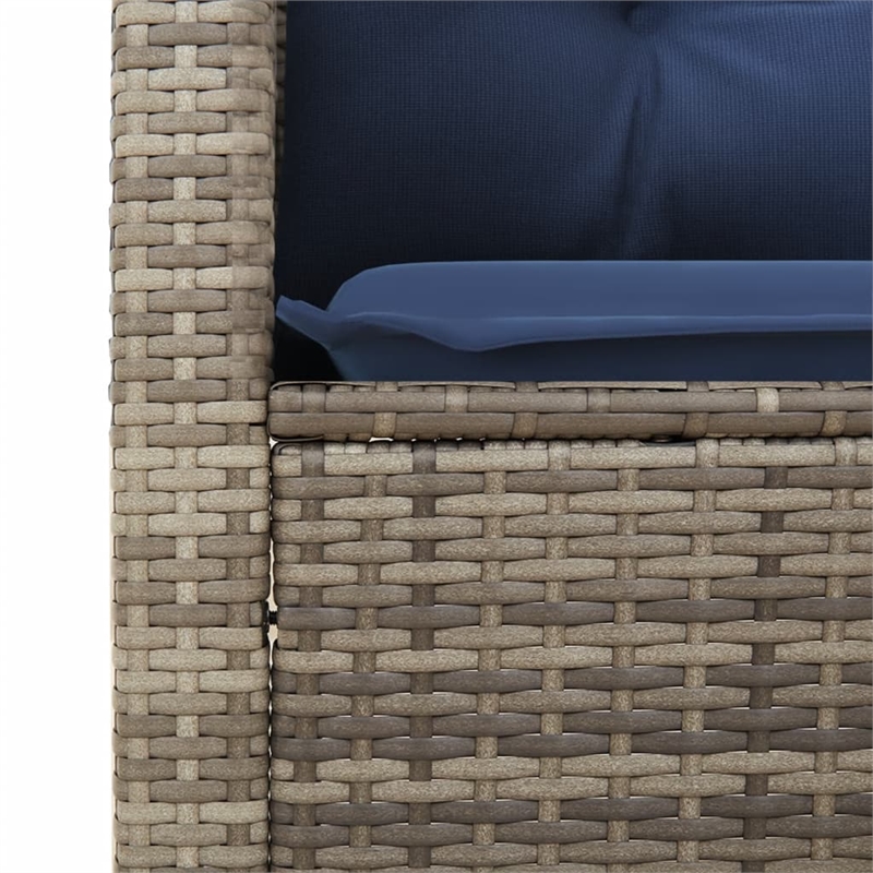 vidaXL 3 Piece Bistro Set with Cushions Gray Poly Rattan Acacia Wood