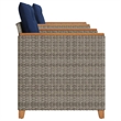 vidaXL 3 Piece Bistro Set with Cushions Gray Poly Rattan Acacia Wood