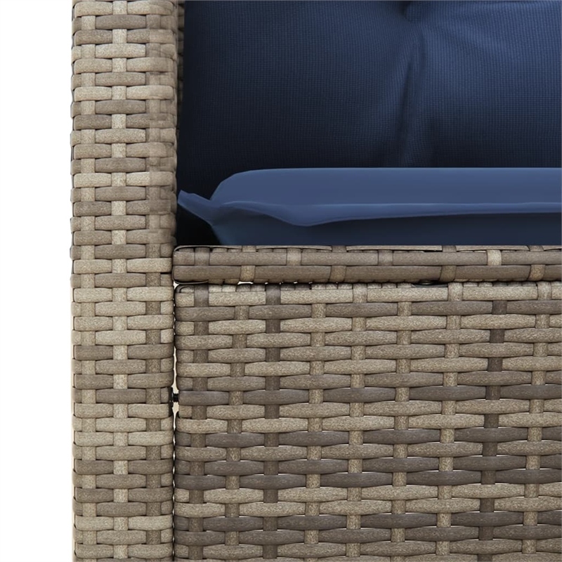 vidaXL 3 Piece Bistro Set with Cushions Gray Poly Rattan Acacia Wood
