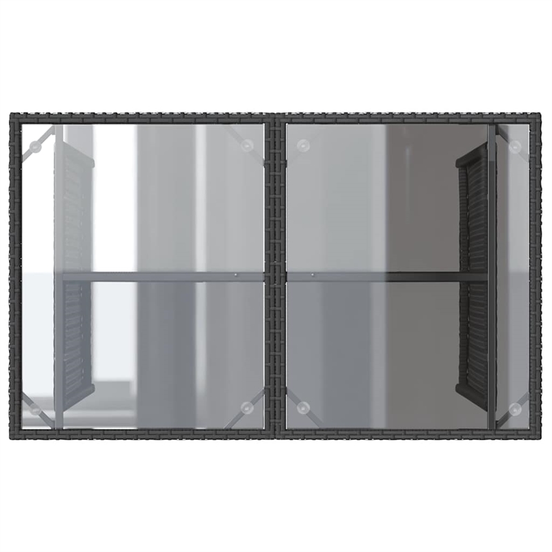vidaXL 2 Piece Patio Dining Set with Cushions Black Poly Rattan