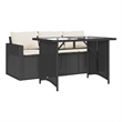 vidaXL 2 Piece Patio Dining Set with Cushions Black Poly Rattan