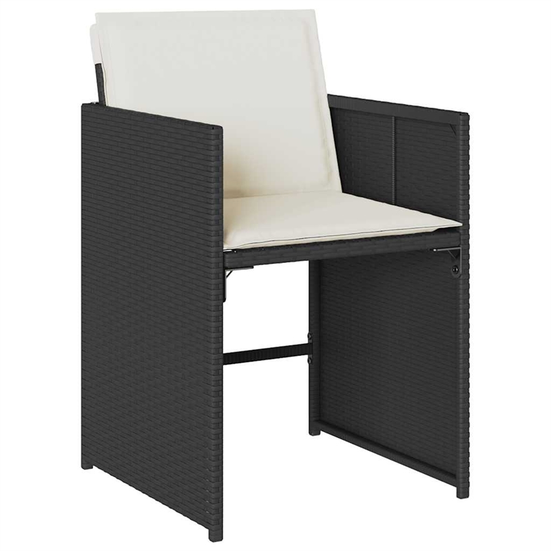 vidaXL 7 Piece Patio Dining Set with Cushions Black Poly Rattan