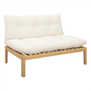 vidaXL Middle Sofa Unit Light Acacia and Cream White Acacia Wood