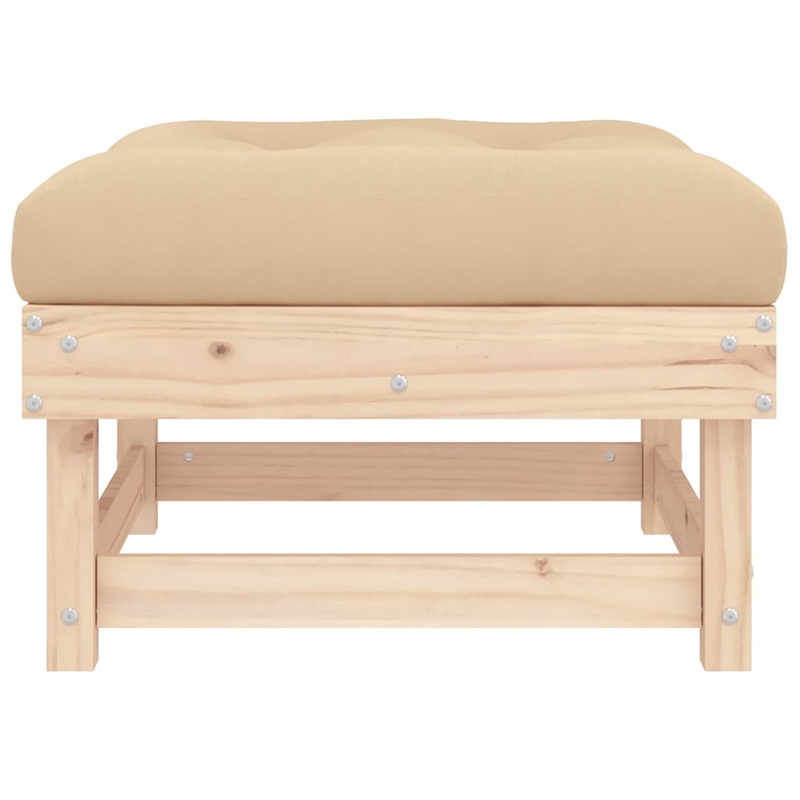vidaXL Patio Footstool with Cushion Solid Wood Pine
