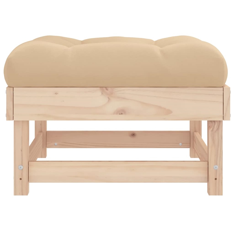 vidaXL Patio Footstool with Cushion Solid Wood Pine