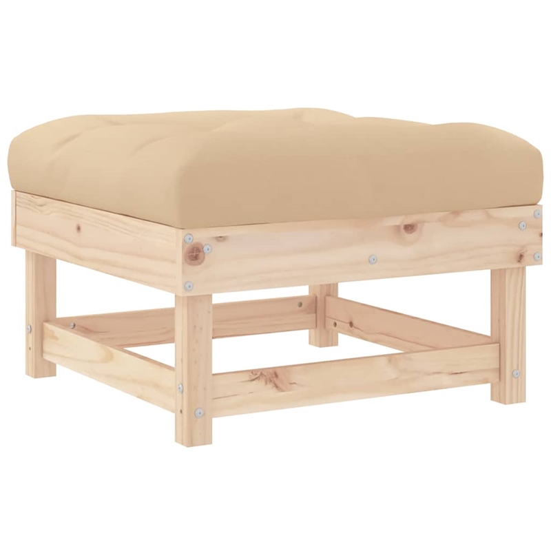 vidaXL Patio Footstool with Cushion Solid Wood Pine