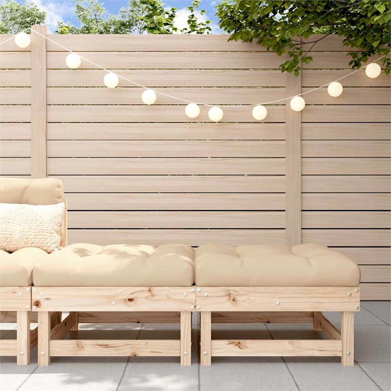 vidaXL Patio Footstools with Cushions 2pcs Solid Wood Pine