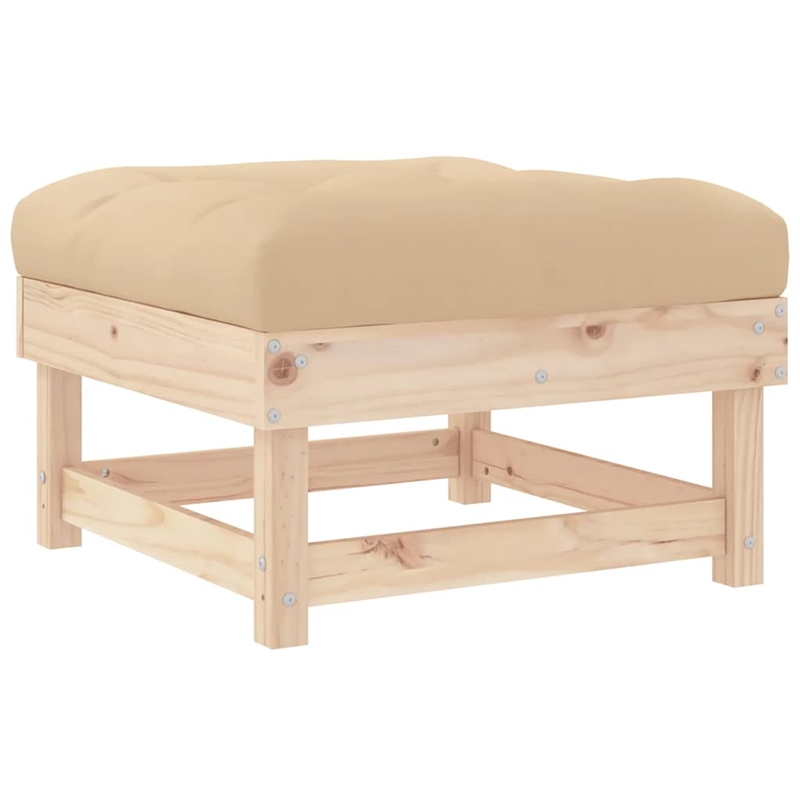 vidaXL Patio Footstools with Cushions 2pcs Solid Wood Pine
