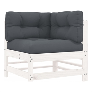vidaXL Corner Sofa with Cushions White Solid Wood Pine