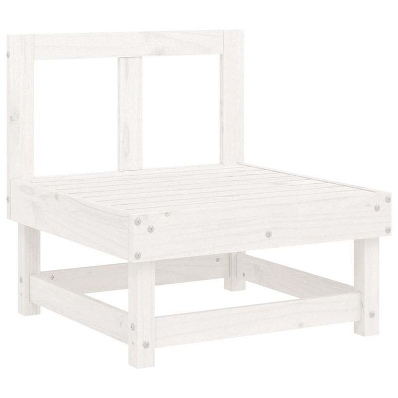 vidaXL Middle Sofa with Cushions White Solid Wood Pine