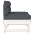vidaXL Middle Sofa with Cushions White Solid Wood Pine