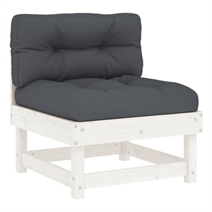 vidaXL Middle Sofa with Cushions White Solid Wood Pine