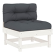 vidaXL Middle Sofa with Cushions White Solid Wood Pine