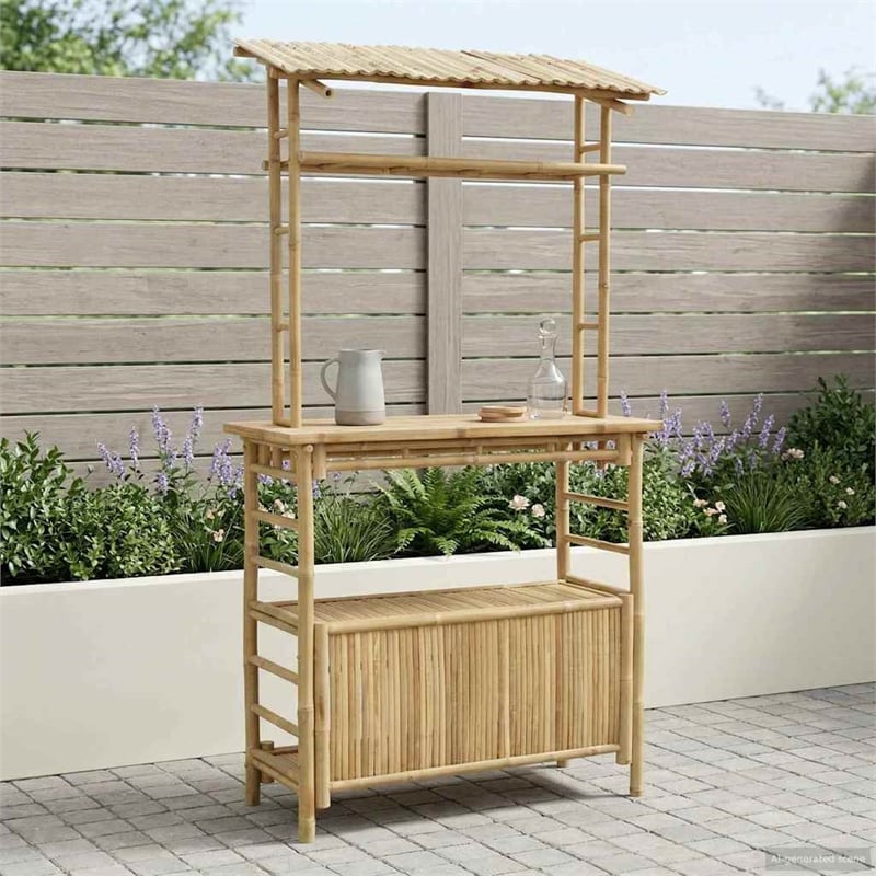 vidaXL Outdoor Bar Table Natural 43.3 x 19.7 x 82.7 in Bamboo