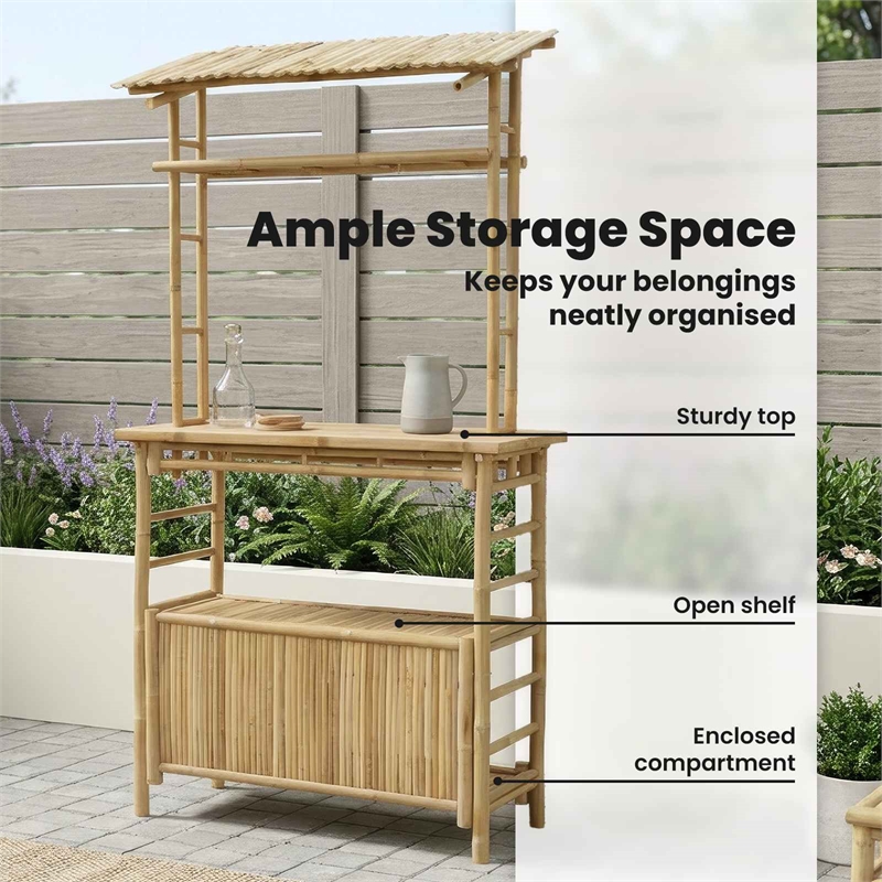 vidaXL Outdoor Bar Table Natural 43.3 x 19.7 x 82.7 in Bamboo