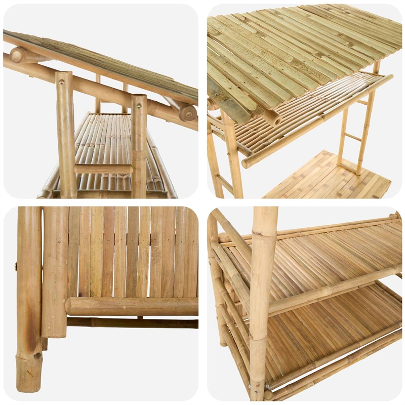 vidaXL Outdoor Bar Table Natural 43.3 x 19.7 x 82.7 in Bamboo