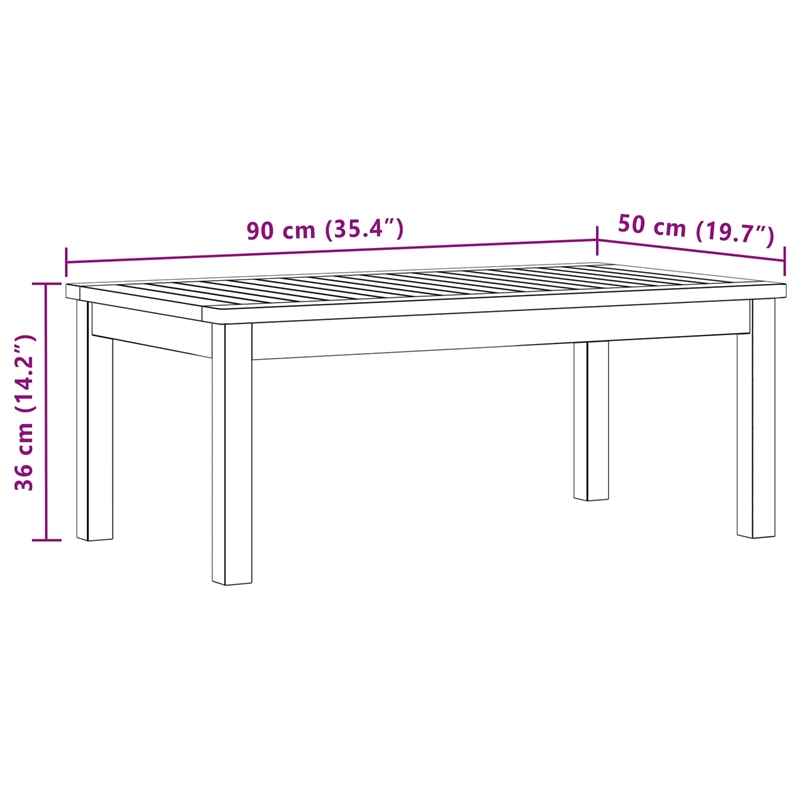 vidaXL Coffee Table Light Acacia 35.43 x 19.69 x 14.17 in