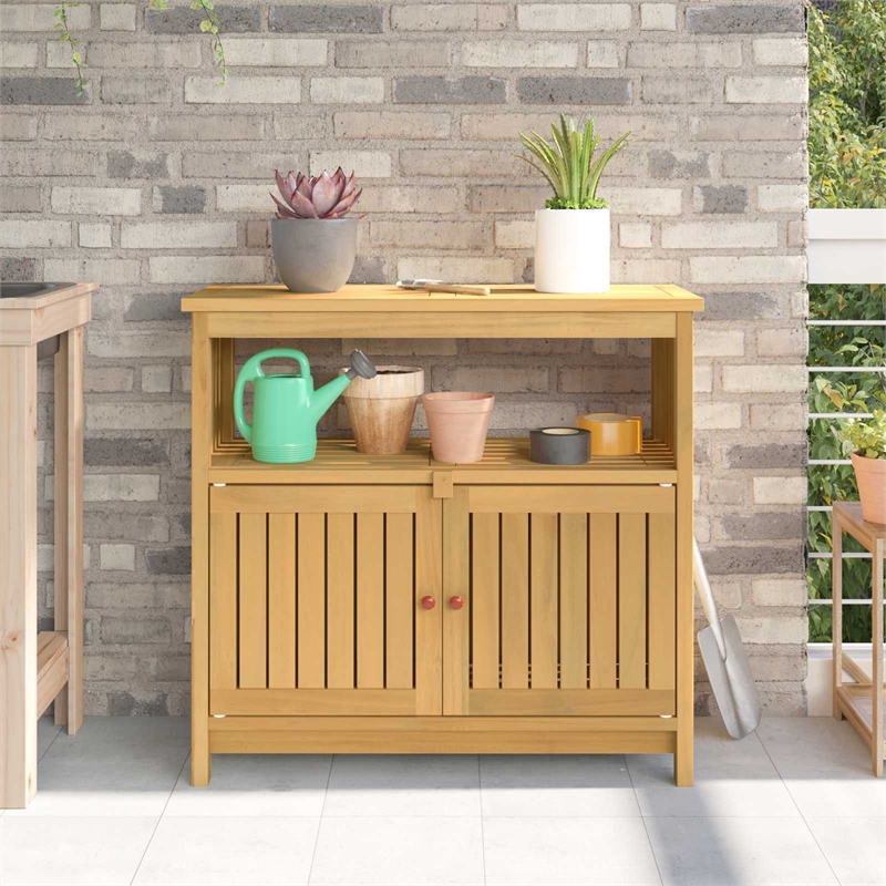 vidaXL Garden Console Table Light Acacia 31.50 x 13.78 x 29.53 in