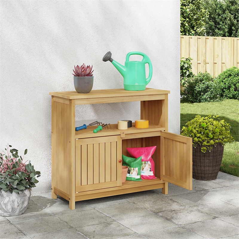 vidaXL Garden Console Table Light Acacia 31.50 x 13.78 x 29.53 in