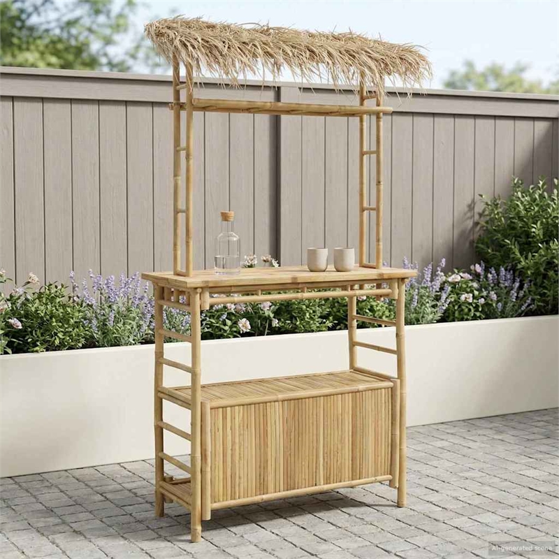 vidaXL Outdoor Bar Table Natural 43.31 x 19.69 x 82.28 in Bamboo