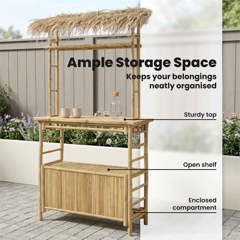 vidaXL Outdoor Bar Table Natural 43.31 x 19.69 x 82.28 in Bamboo