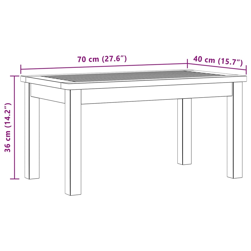 vidaXL Coffee Table Light Acacia 27.56 x 15.75 x 14.17 in
